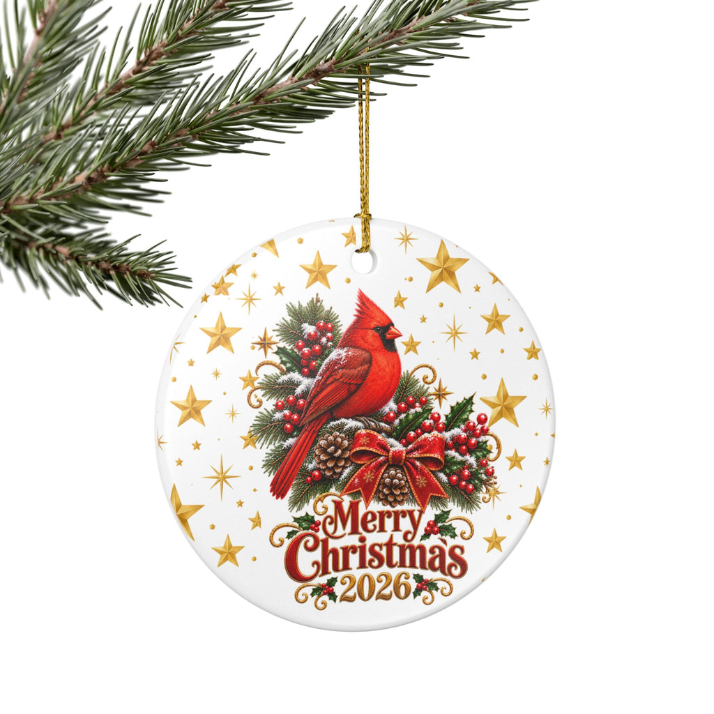 Personalized Cardinal Christmas Ornament 2026 - Premium Double-Sided Ceramic Holiday Decor