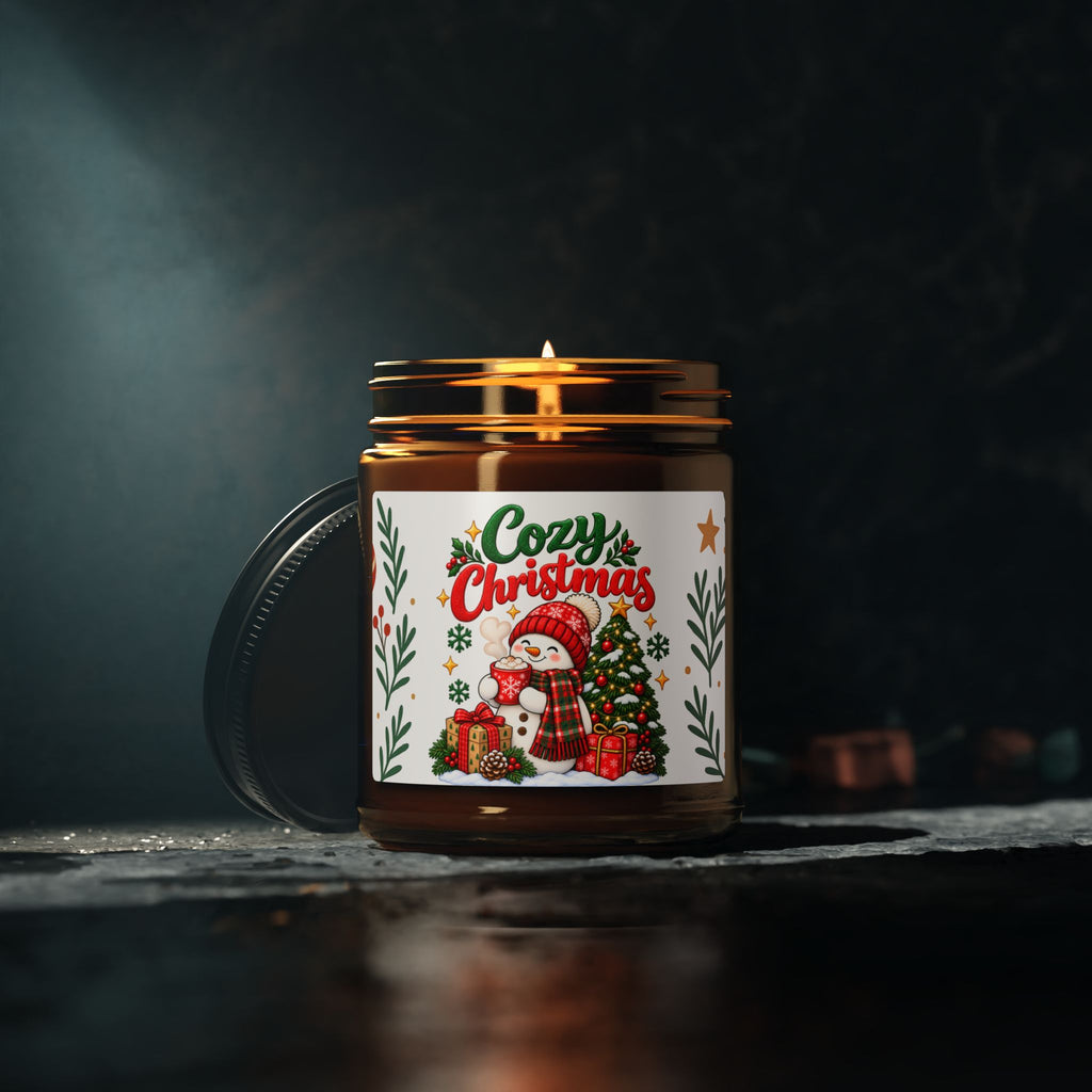 Cozy Christmas Snowman Candle 9oz, Holiday Soy Candle, Christmas Gift