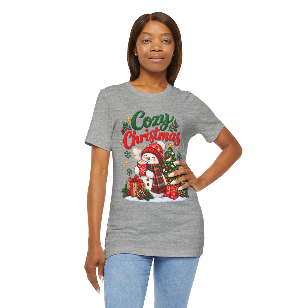 Cozy Christmas Snowman T-Shirt, Unisex Holiday Graphic Tee, Christmas Gift, S–3XL