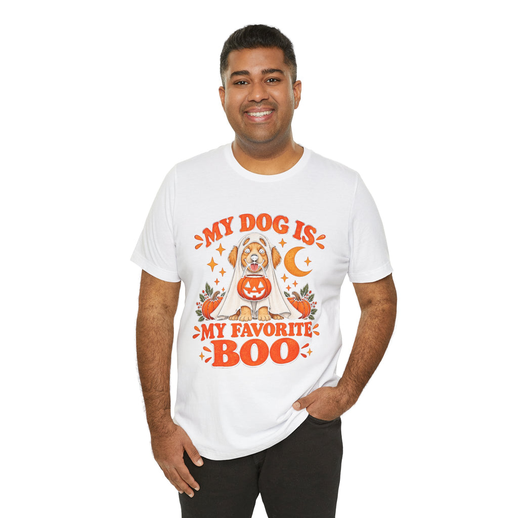 Unisex My Dog Is My Favorite Boo Shirt | Cute Ghost Dog Halloween Tee -