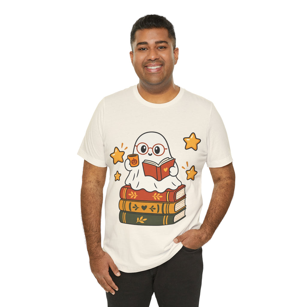 Bookworm Ghost Tee | Cute Reading Ghost with Glasses & Books Shirt
