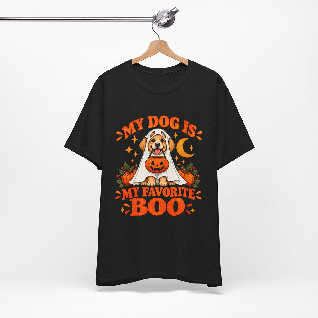 Unisex My Dog Is My Favorite Boo Shirt | Cute Ghost Dog Halloween Tee -