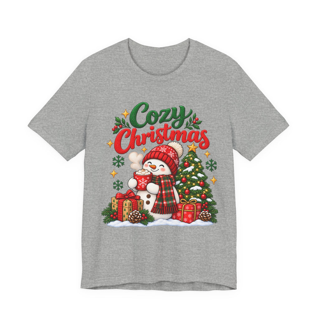 Cozy Christmas Snowman T-Shirt, Unisex Holiday Graphic Tee, Christmas Gift, S–3XL