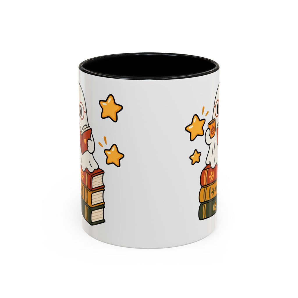 Reading Ghost Coffee Mug — Cute Halloween Book Lover Accent Mug 11oz / 15oz