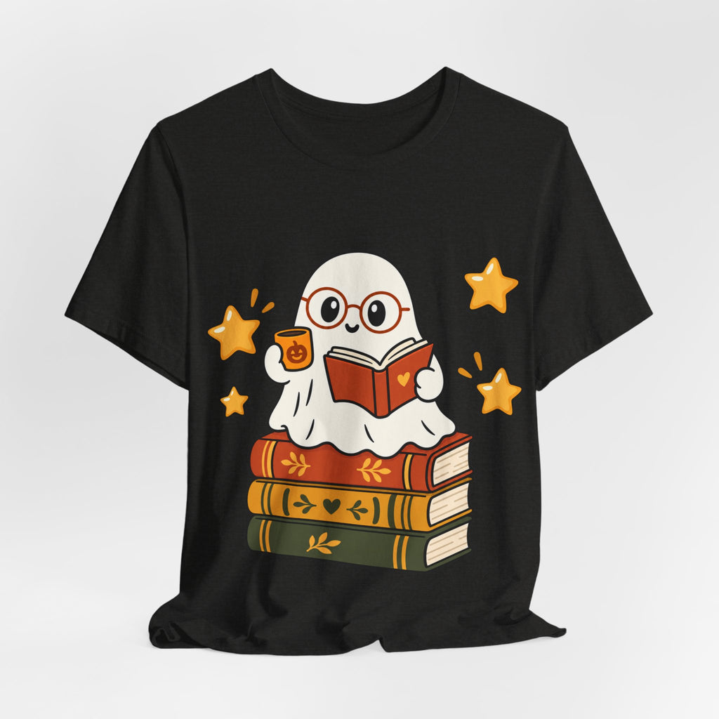 Bookworm Ghost Tee | Cute Reading Ghost with Glasses & Books Shirt