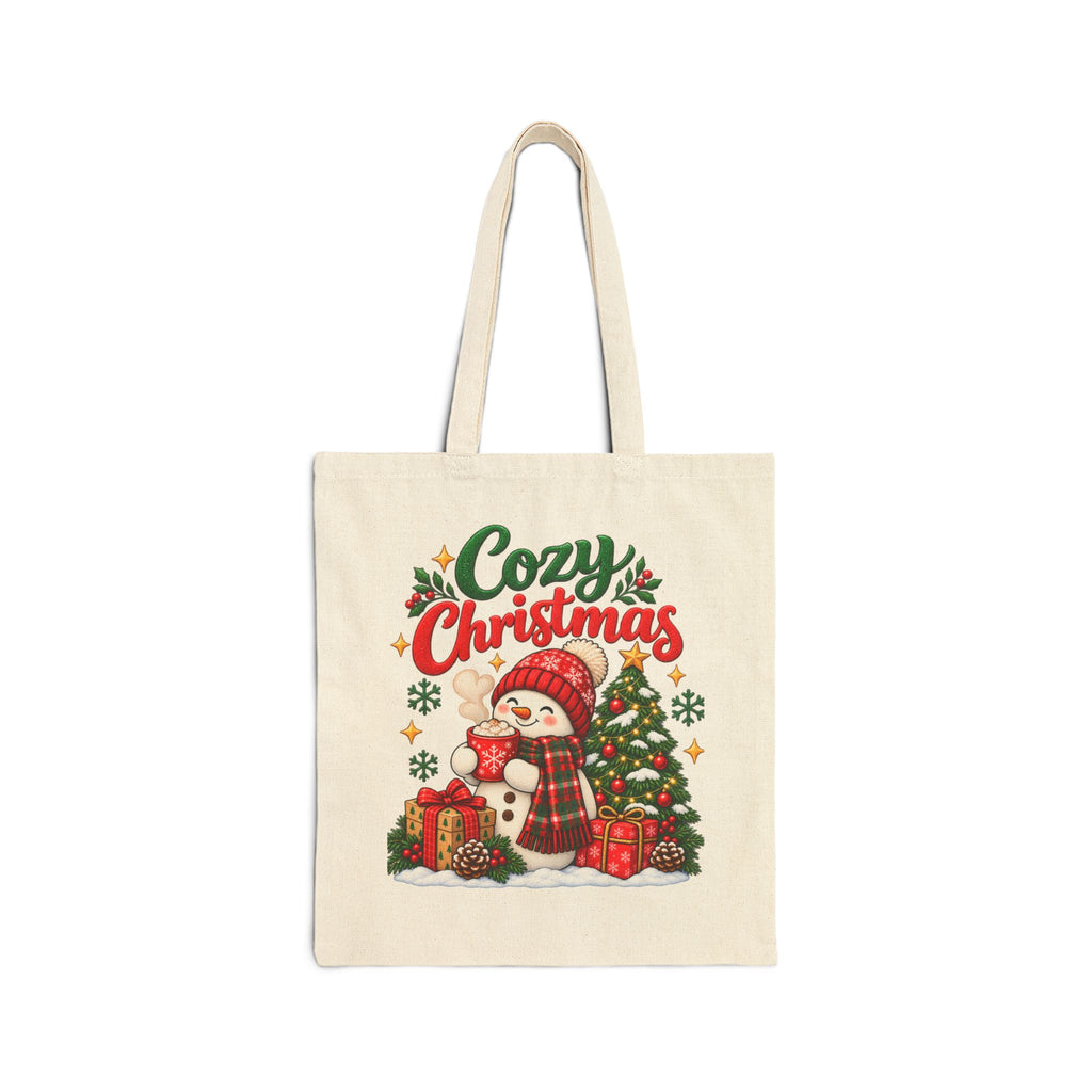Cozy Christmas Snowman Tote Bag, Christmas Canvas Shopping Bag, Holiday Gift