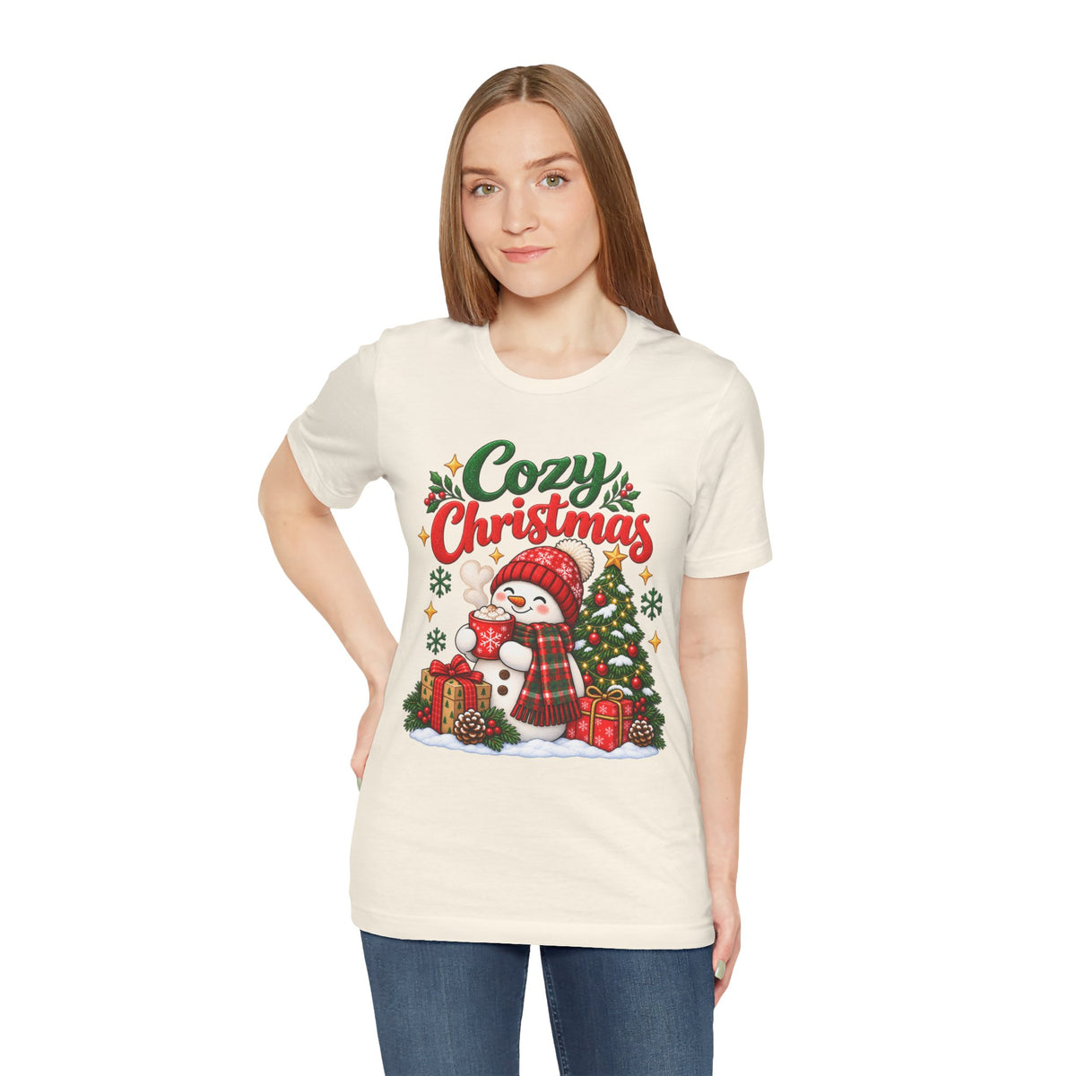 Cozy Christmas Snowman T-Shirt, Unisex Holiday Graphic Tee, Christmas Gift, S–3XL