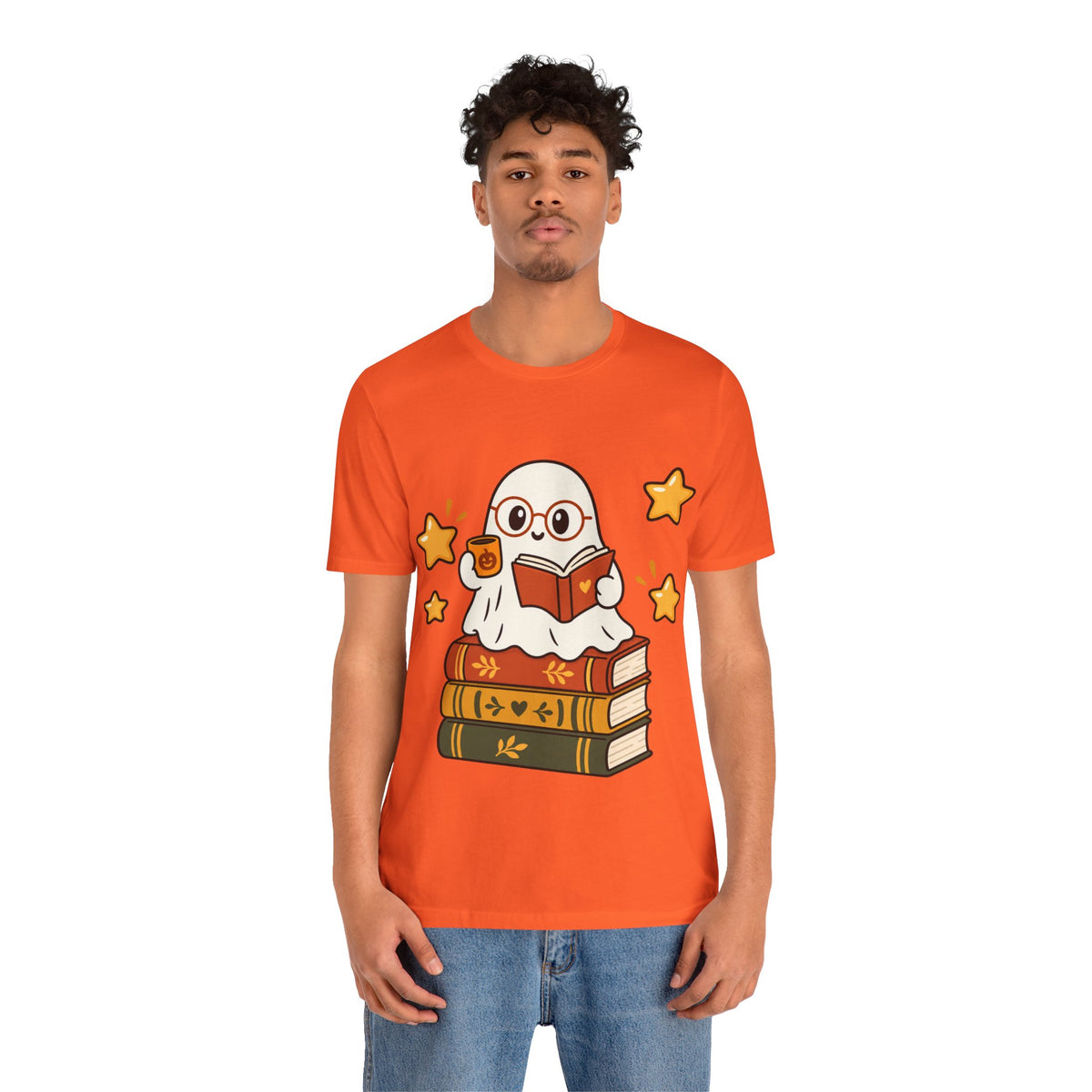 Bookworm Ghost Tee — Cute Reading Ghost with Glasses & Books Shirt