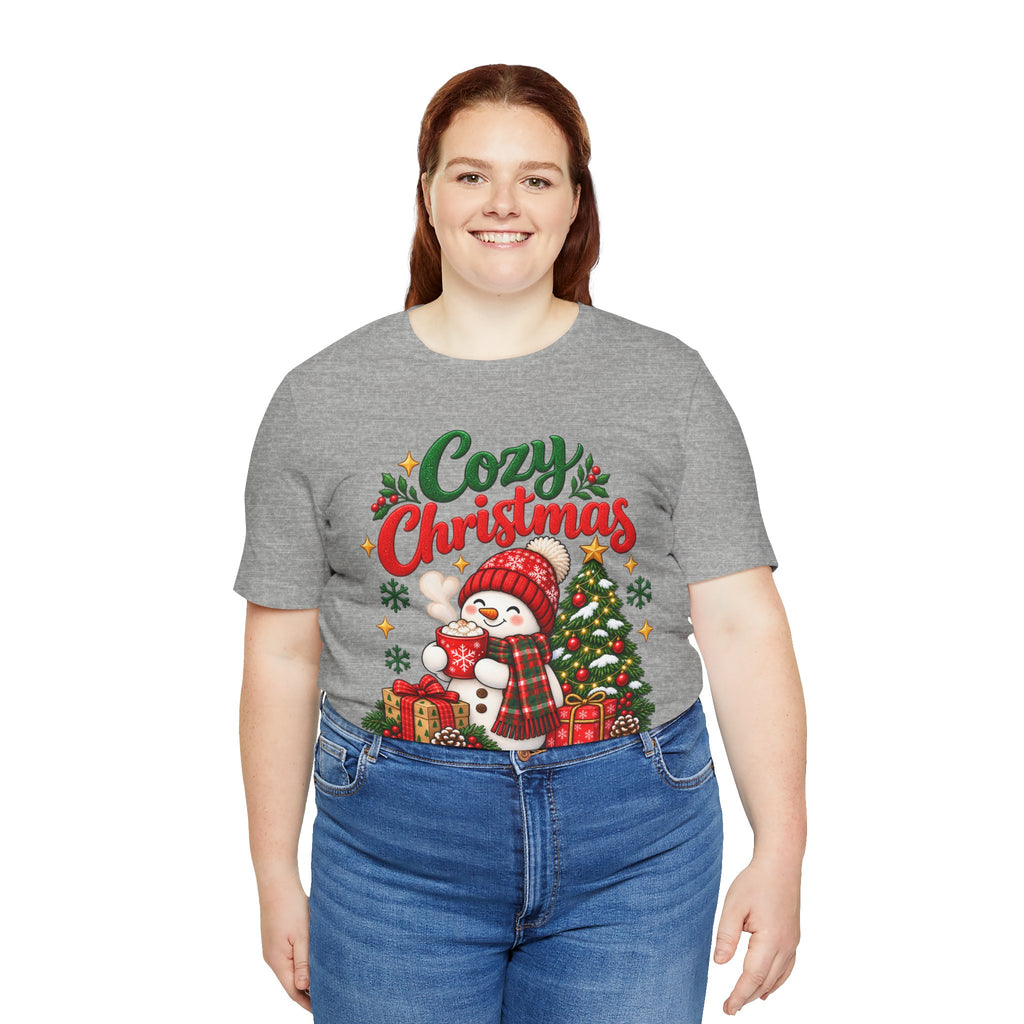 Cozy Christmas Snowman T-Shirt, Unisex Holiday Graphic Tee, Christmas Gift, S–3XL