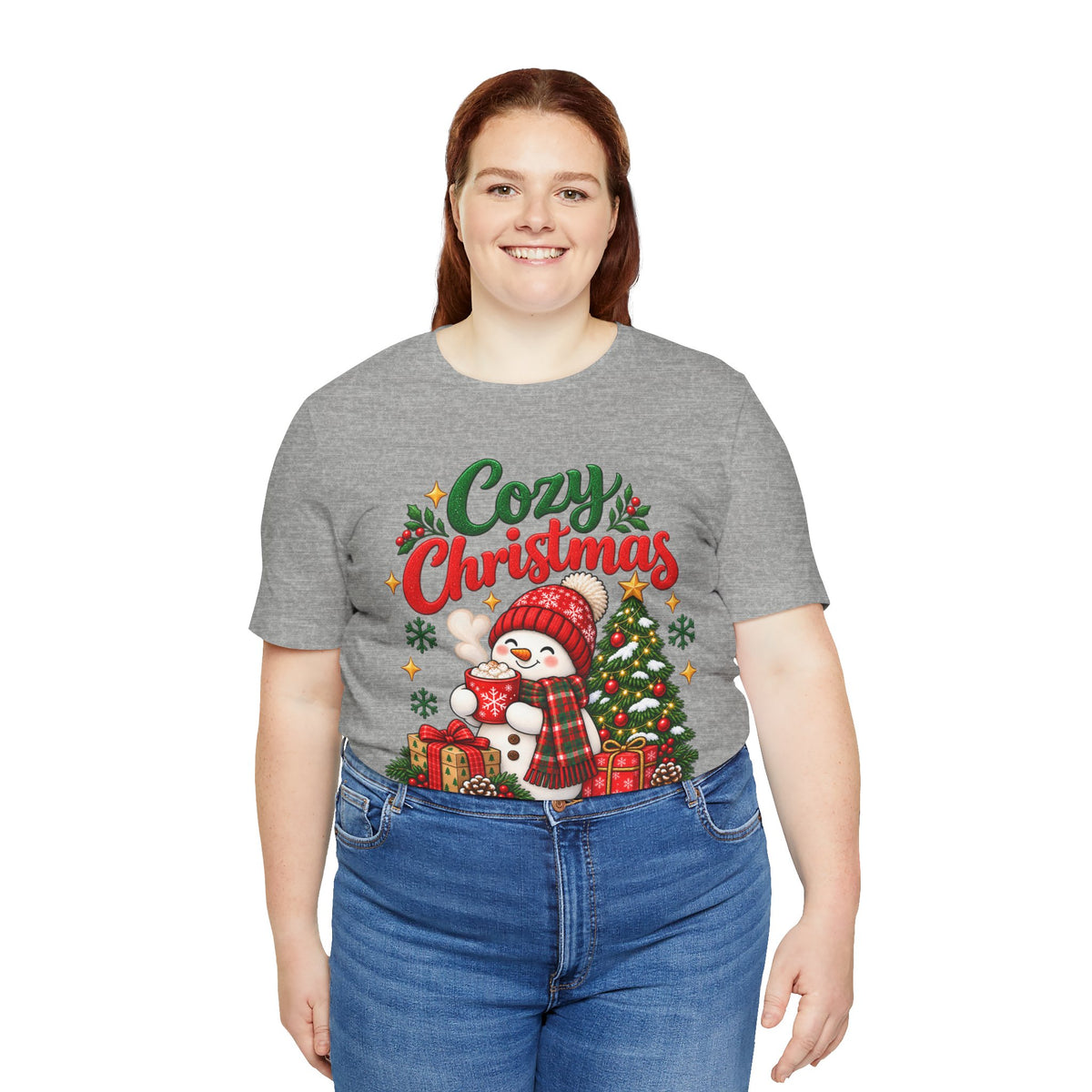 Cozy Christmas Snowman T-Shirt, Unisex Holiday Graphic Tee, Christmas Gift, S–3XL