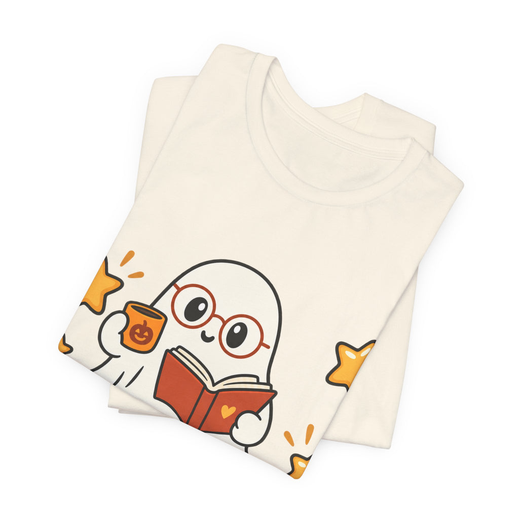 Bookworm Ghost Tee | Cute Reading Ghost with Glasses & Books Shirt