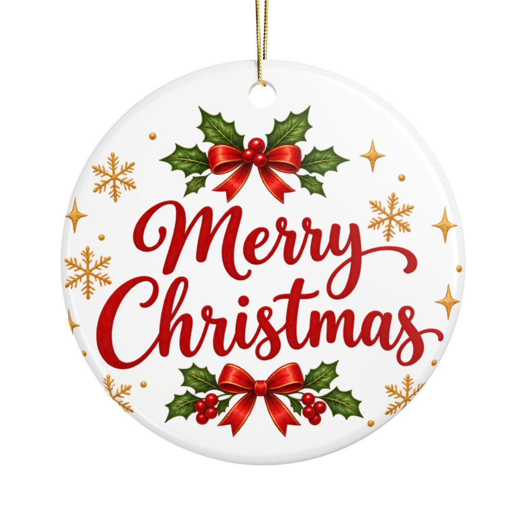 Cozy Christmas Snowman Ceramic Ornament, Double-Sided Holiday Tree Decoration, Christmas Gift