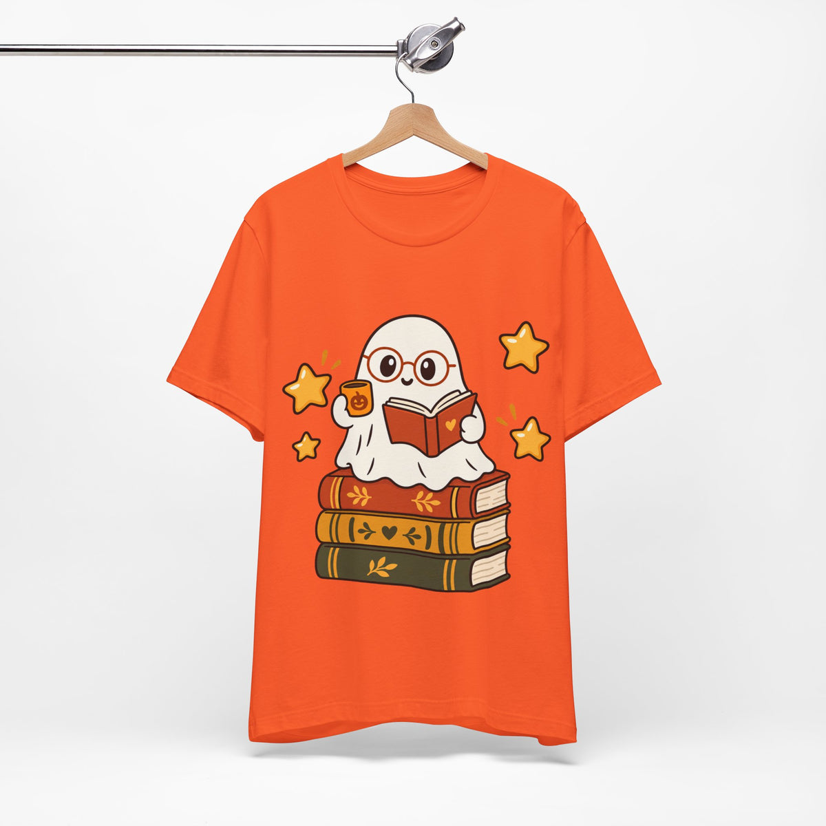 Bookworm Ghost Tee — Cute Reading Ghost with Glasses & Books Shirt