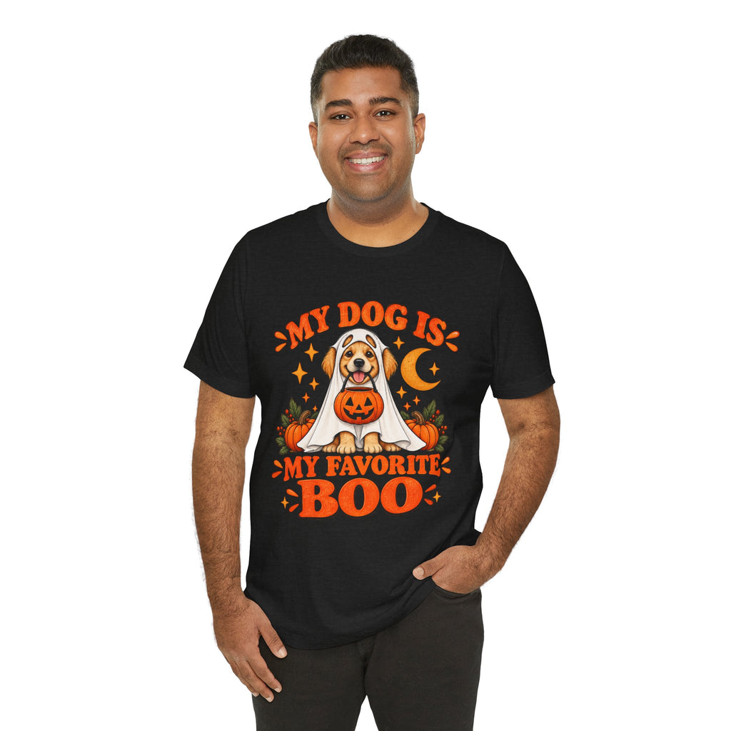 Unisex My Dog Is My Favorite Boo Shirt | Cute Ghost Dog Halloween Tee -