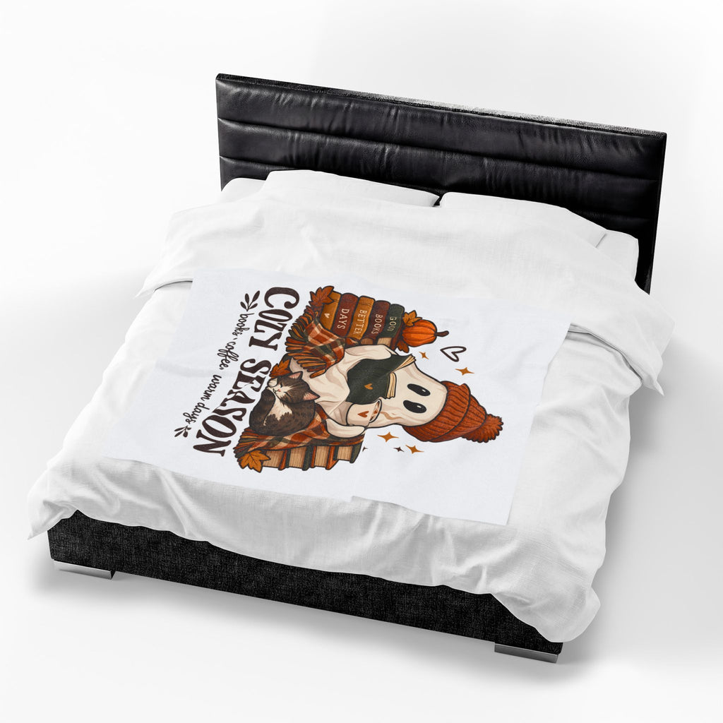 Cozy Season Ghost Blanket - Cute Fall Book Lover Gift