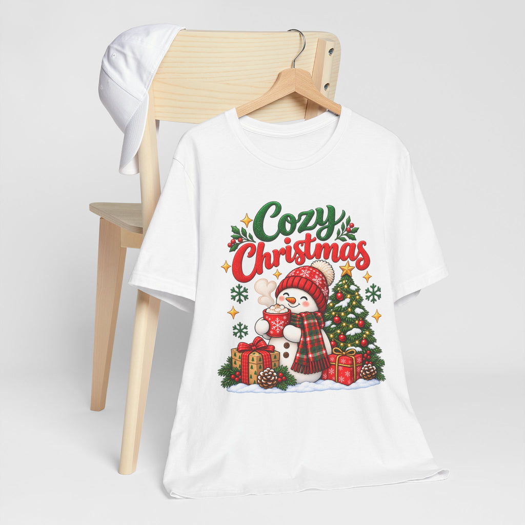 Cozy Christmas Snowman T-Shirt, Unisex Holiday Graphic Tee, Christmas Gift, S–3XL