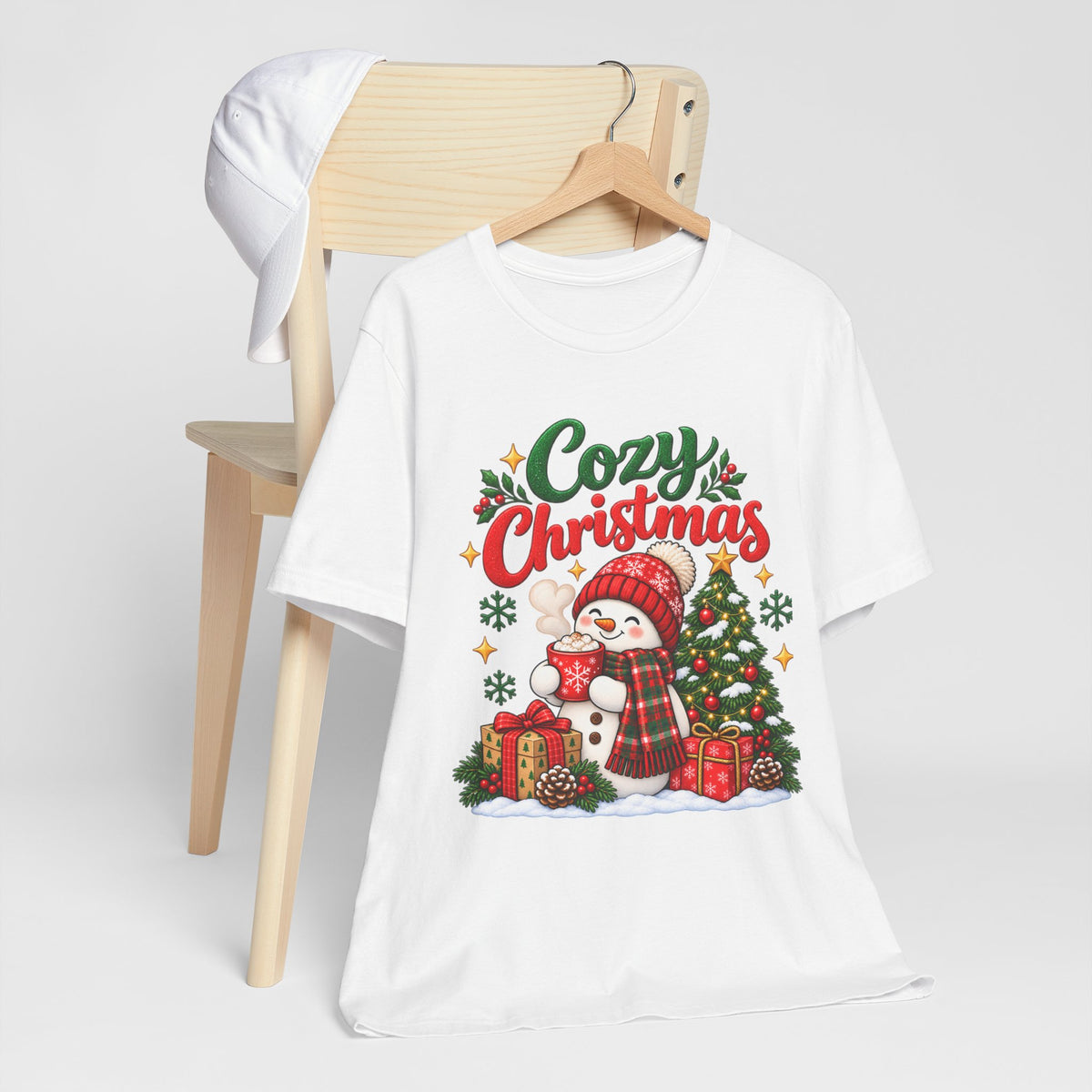 Cozy Christmas Snowman T-Shirt, Unisex Holiday Graphic Tee, Christmas Gift, S–3XL