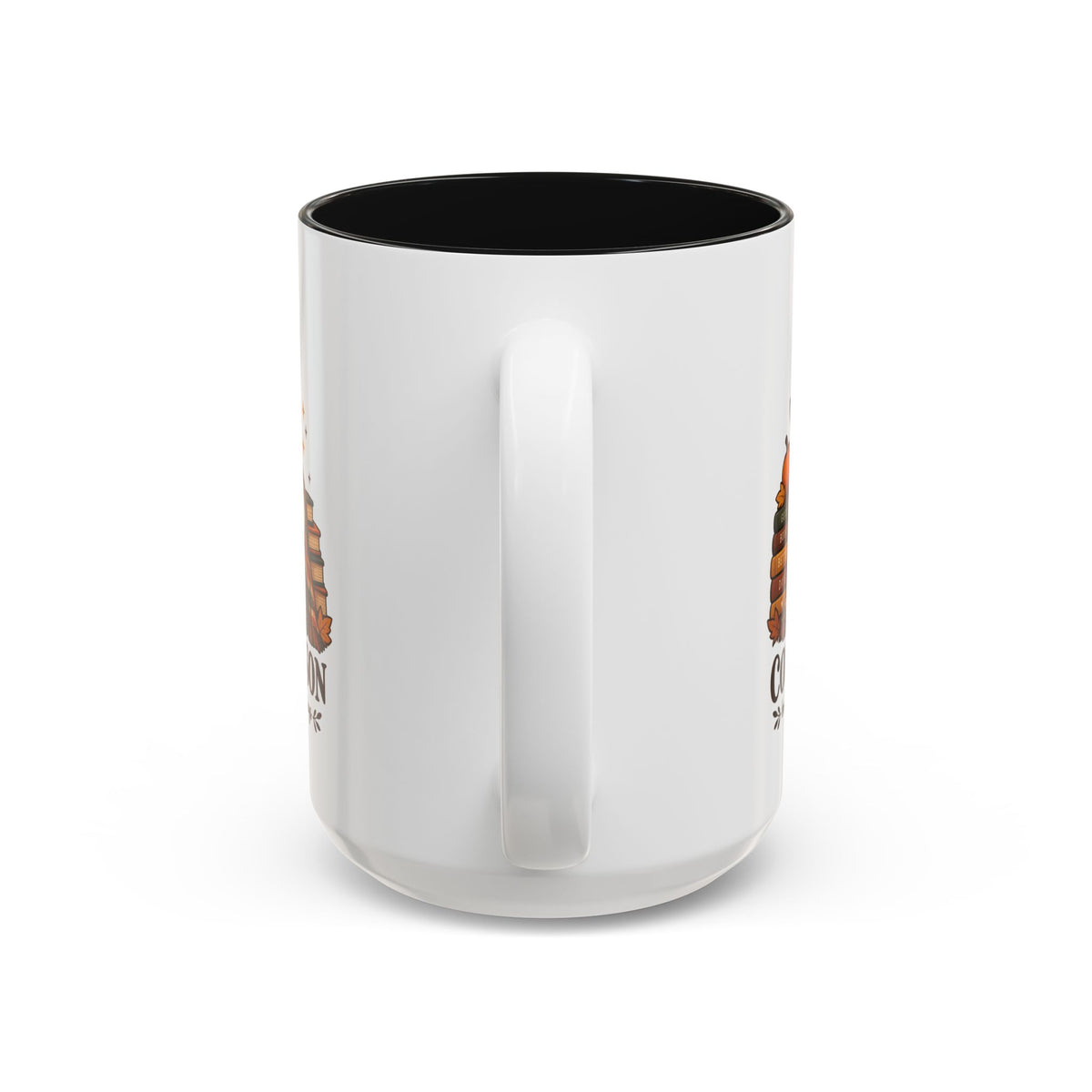 Cozy Season Ghost Accent Mug — Reading Ghost with Cat 11oz/15oz