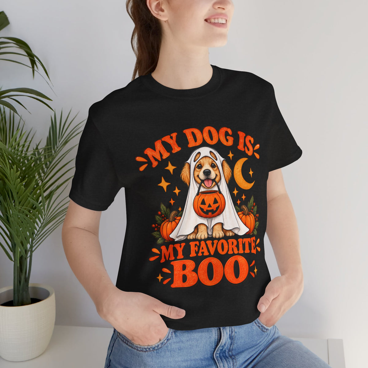 Unisex My Dog Is My Favorite Boo Shirt | Cute Ghost Dog Halloween Tee -