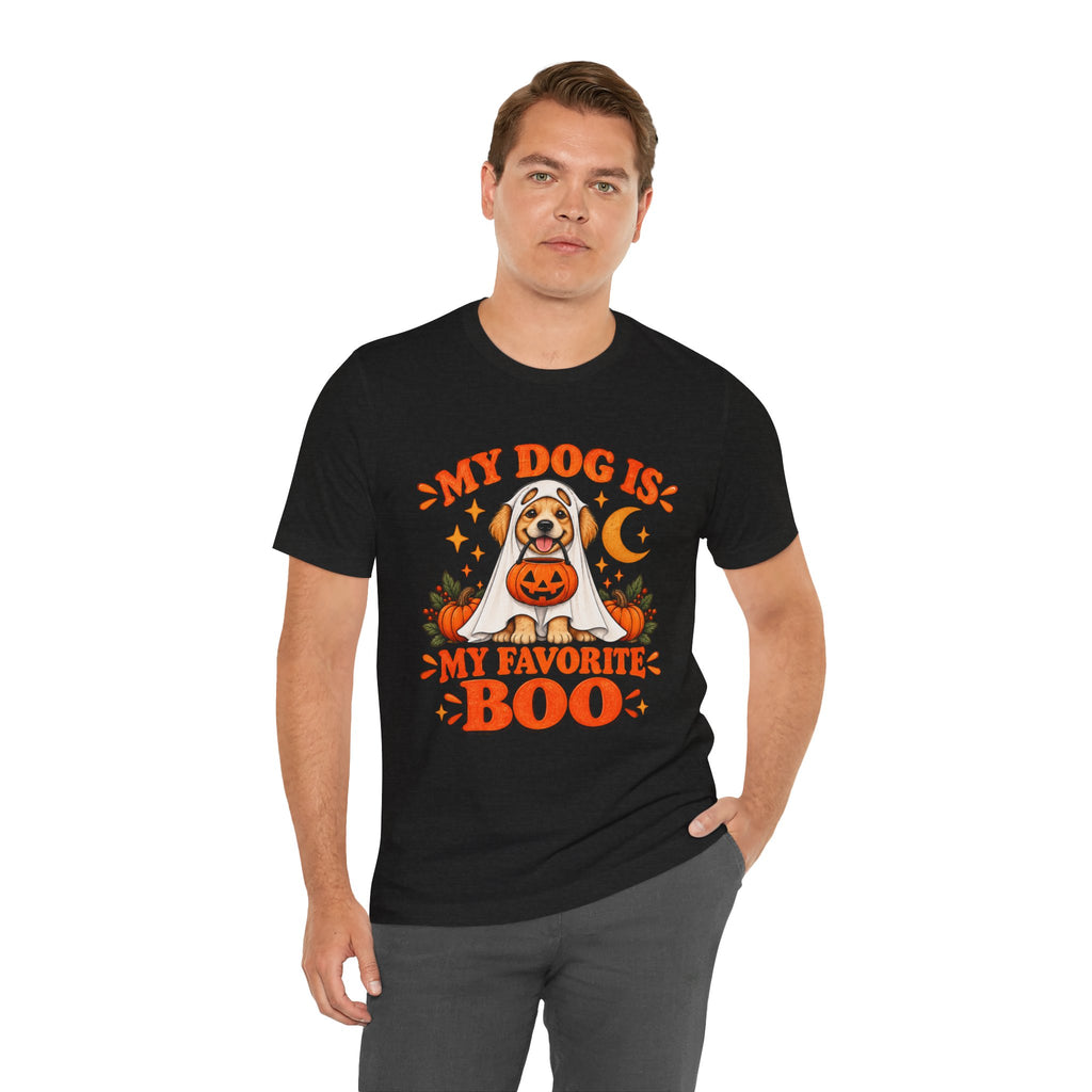 Unisex My Dog Is My Favorite Boo Shirt | Cute Ghost Dog Halloween Tee -
