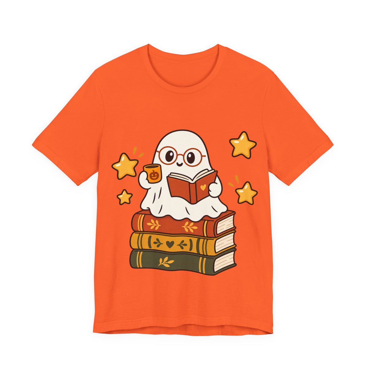 Bookworm Ghost Tee — Cute Reading Ghost with Glasses & Books Shirt