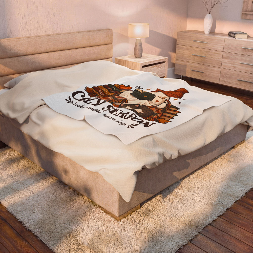 Cozy Season Ghost Blanket - Cute Fall Book Lover Gift