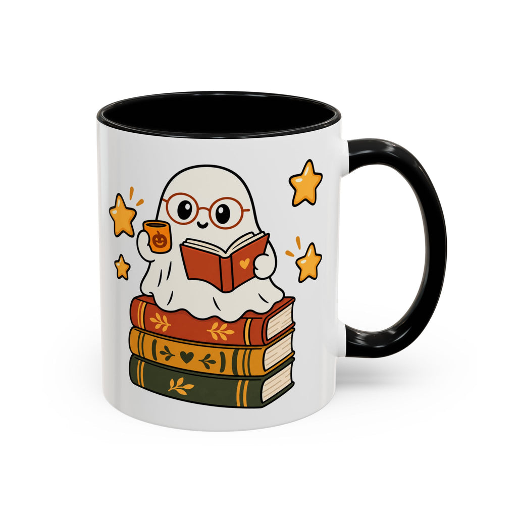 Reading Ghost Coffee Mug — Cute Halloween Book Lover Accent Mug 11oz / 15oz