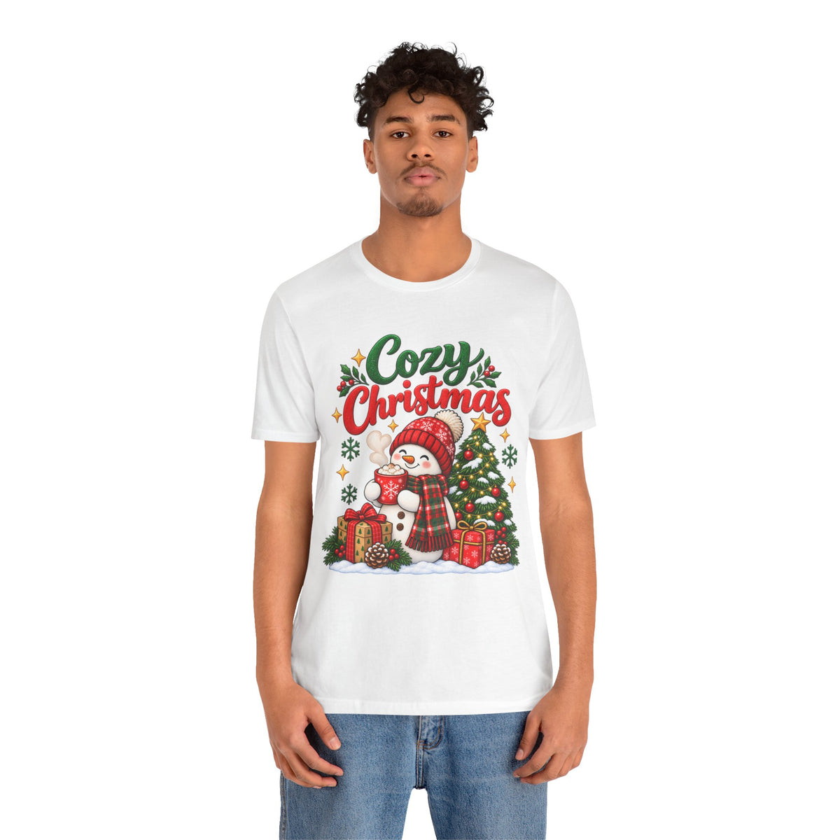 Cozy Christmas Snowman T-Shirt, Unisex Holiday Graphic Tee, Christmas Gift, S–3XL