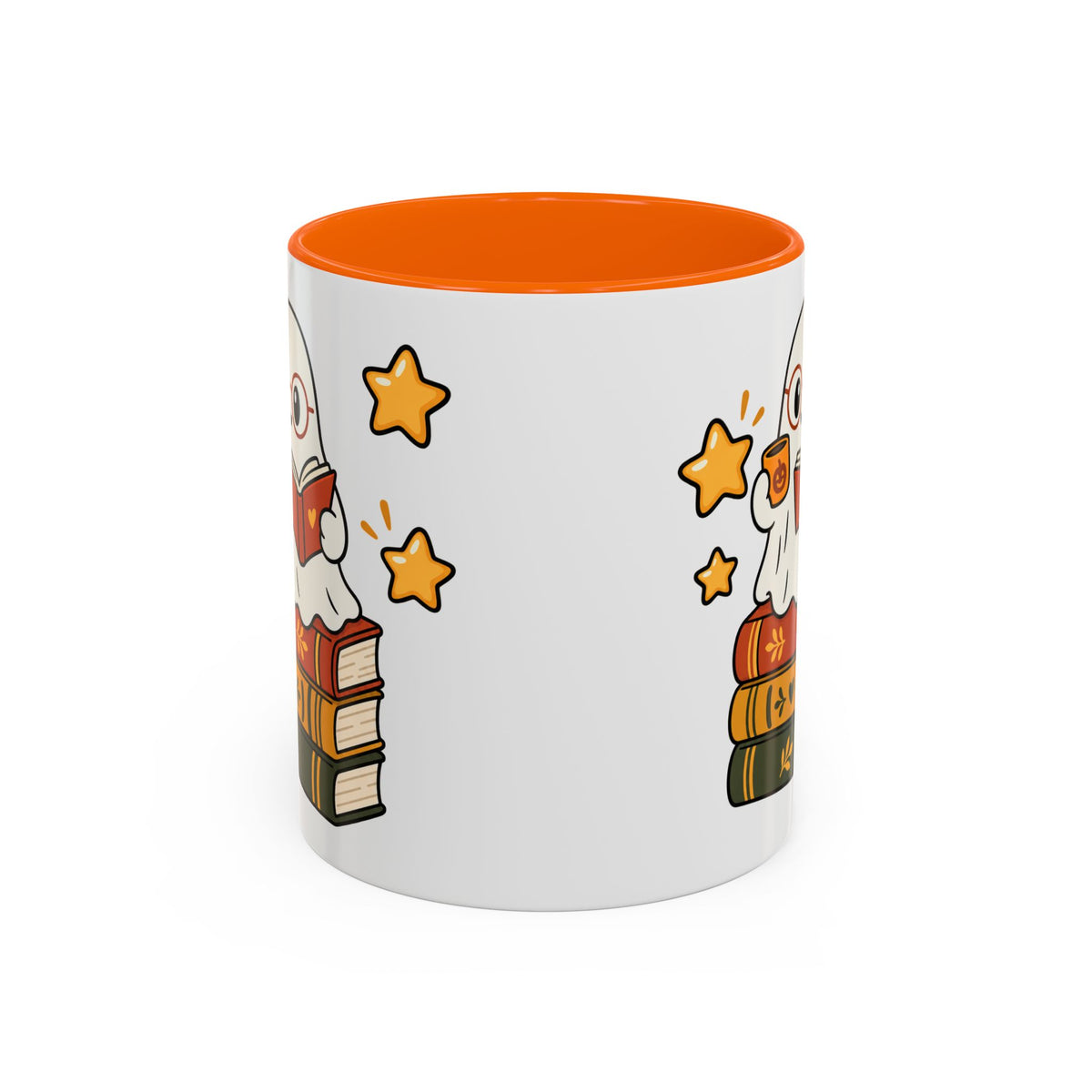 Reading Ghost Coffee Mug — Cute Halloween Book Lover Accent Mug 11oz / 15oz