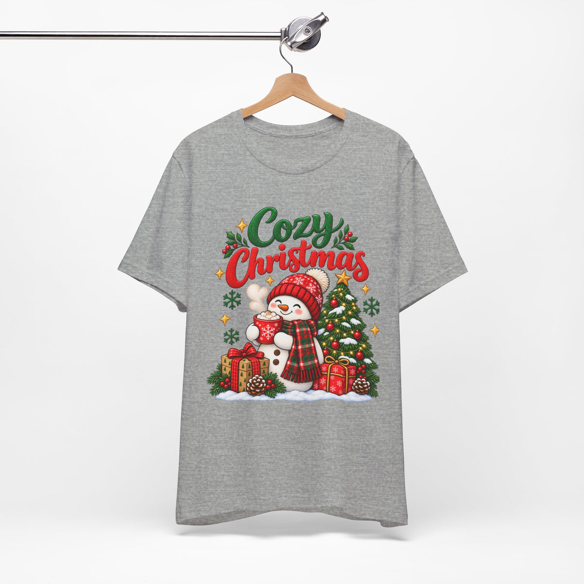 Cozy Christmas Snowman T-Shirt, Unisex Holiday Graphic Tee, Christmas Gift, S–3XL