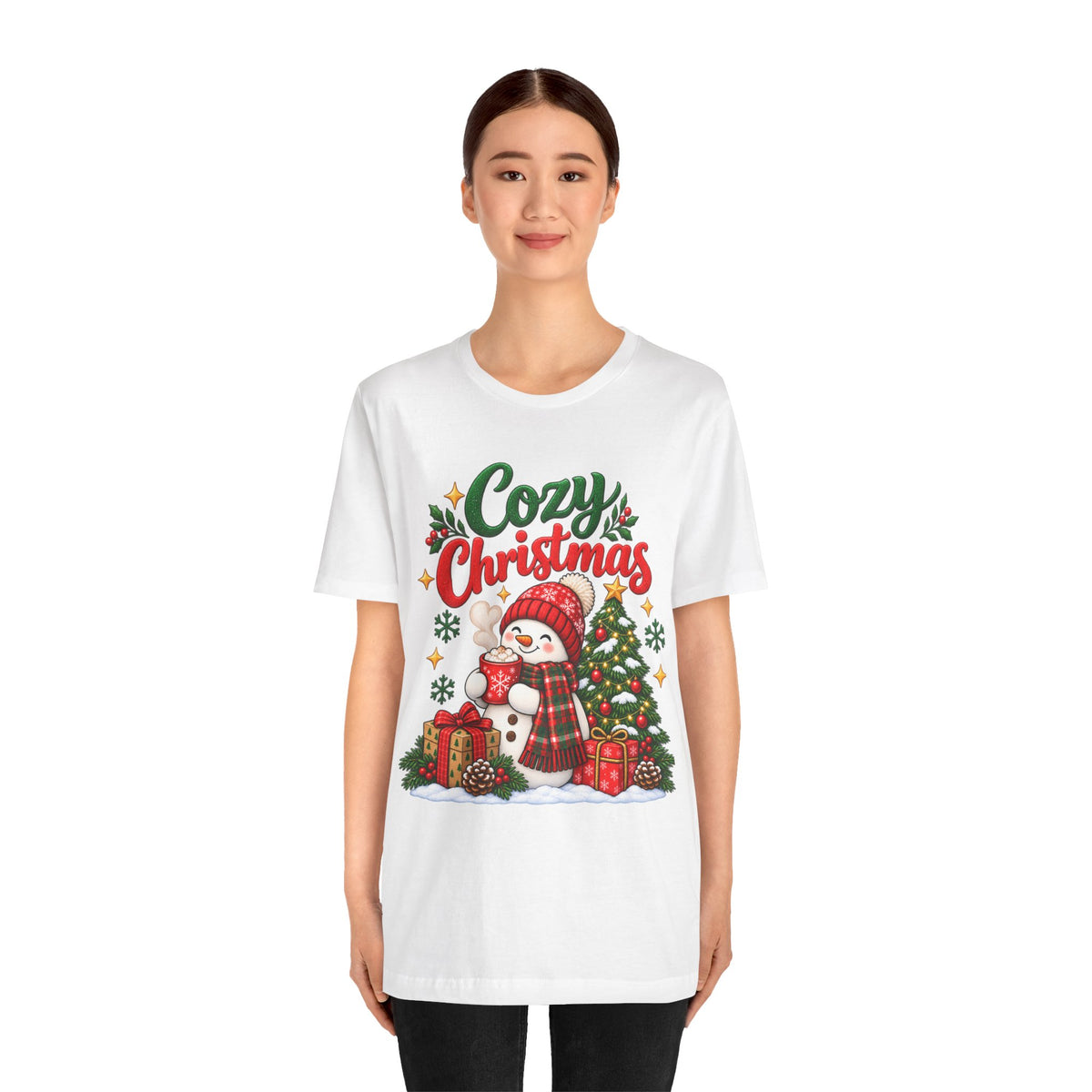 Cozy Christmas Snowman T-Shirt, Unisex Holiday Graphic Tee, Christmas Gift, S–3XL