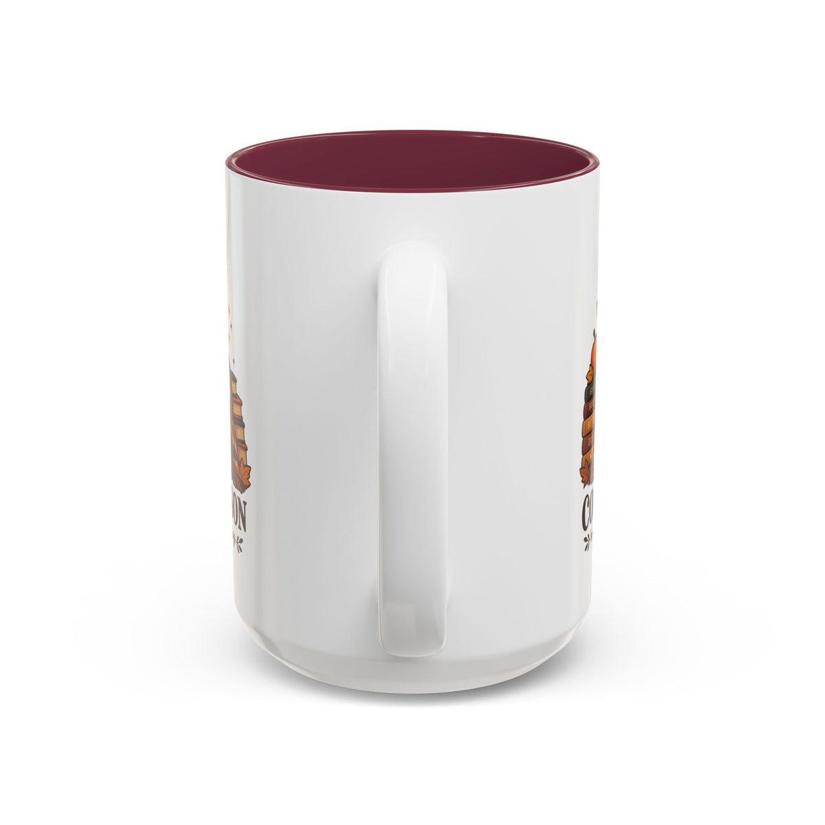 Cozy Season Ghost Accent Mug — Reading Ghost with Cat 11oz/15oz