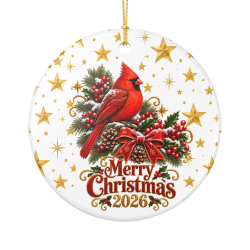 Cardinal Christmas Ornament 2026 | Premium Double-Sided Ceramic Holiday Decor
