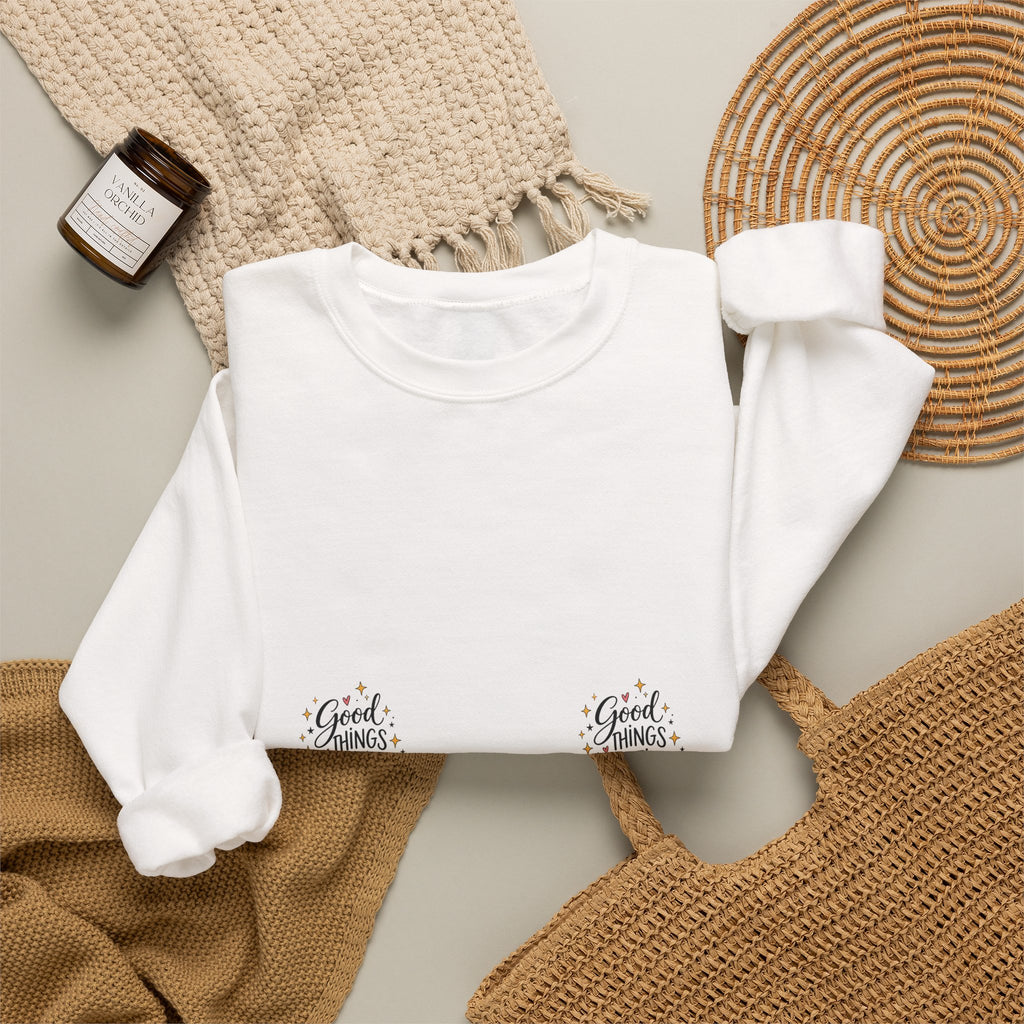 Good Vibes Floral Inspirational Crewneck Sweatshirt