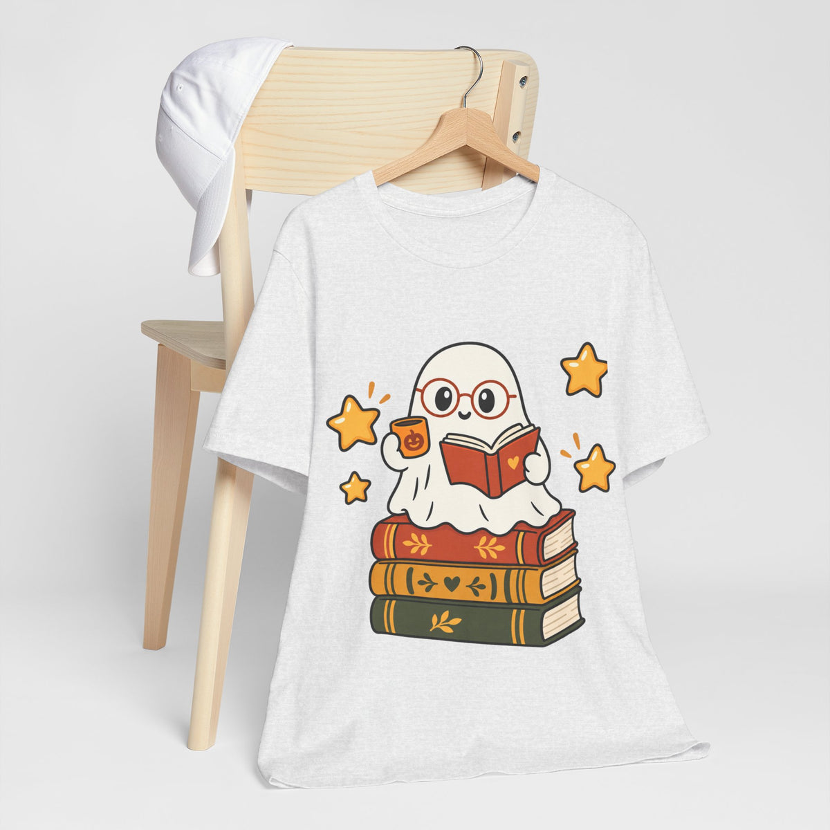 Bookworm Ghost Tee | Cute Reading Ghost with Glasses & Books Shirt