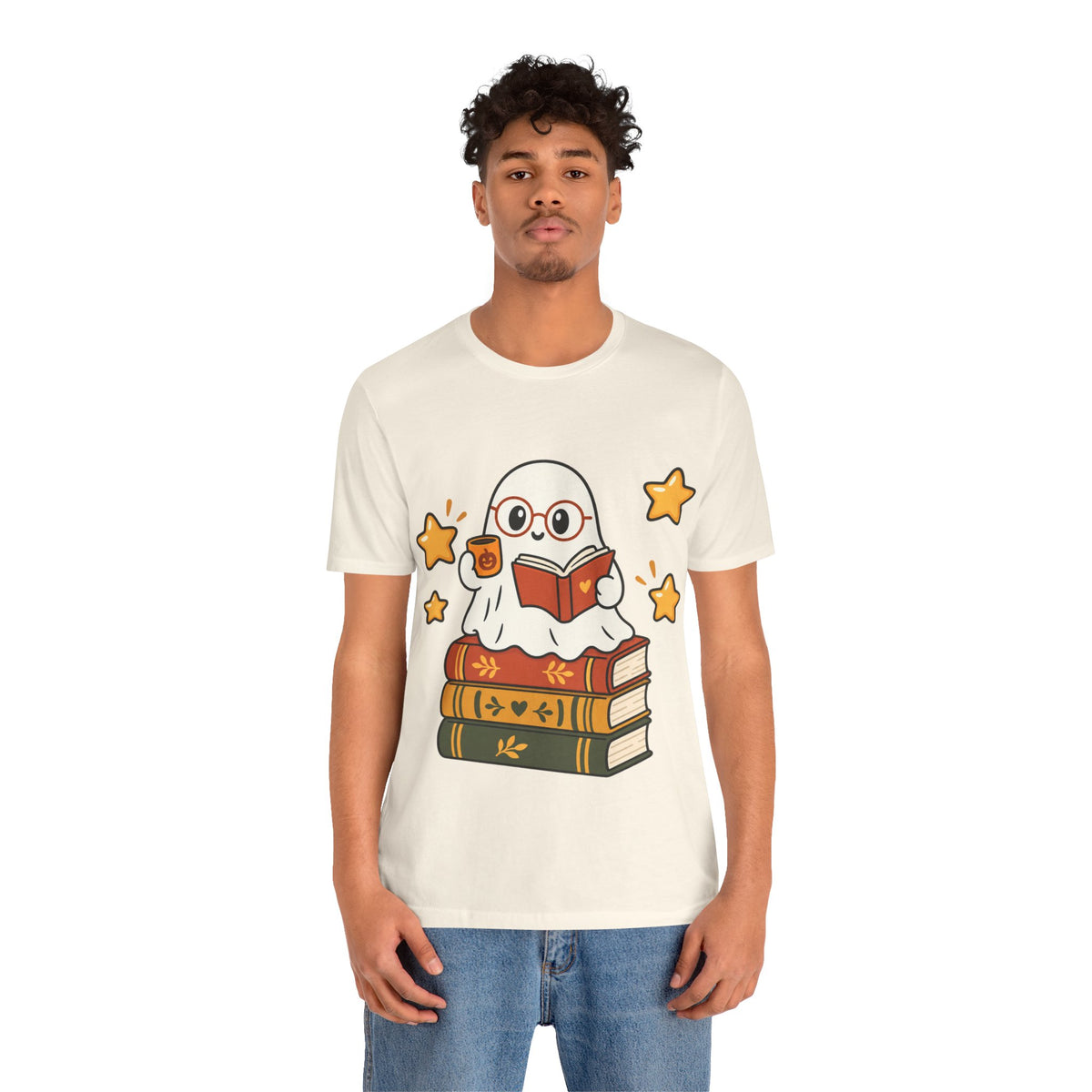 Bookworm Ghost Tee — Cute Reading Ghost with Glasses & Books Shirt