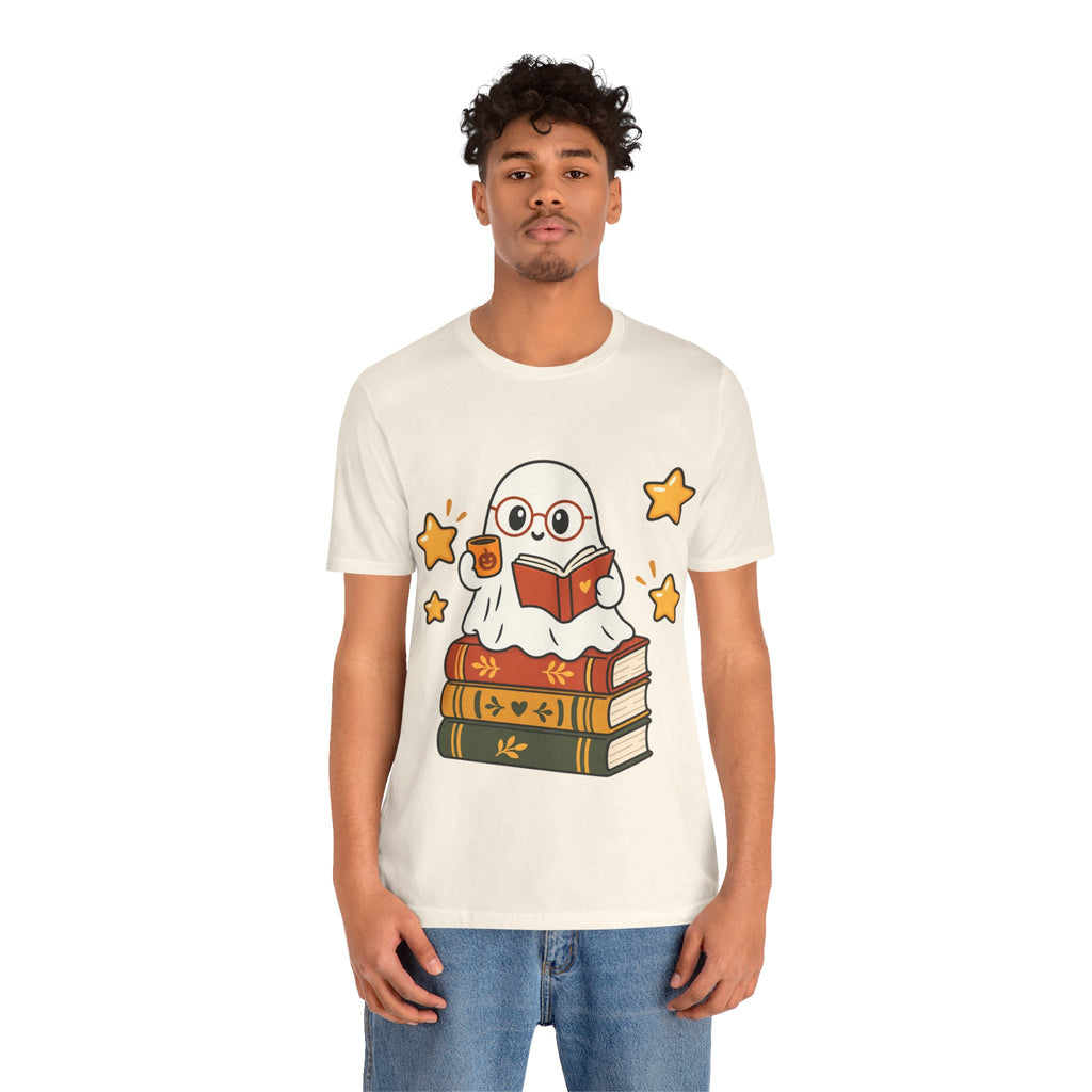 Bookworm Ghost Tee | Cute Reading Ghost with Glasses & Books Shirt