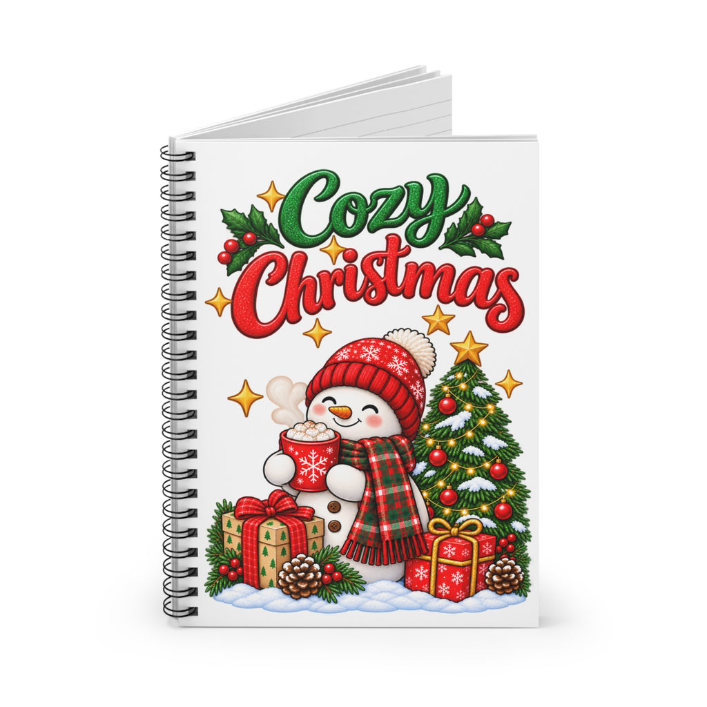 Cozy Christmas Snowman Spiral Notebook, Holiday Journal, Christmas Gift