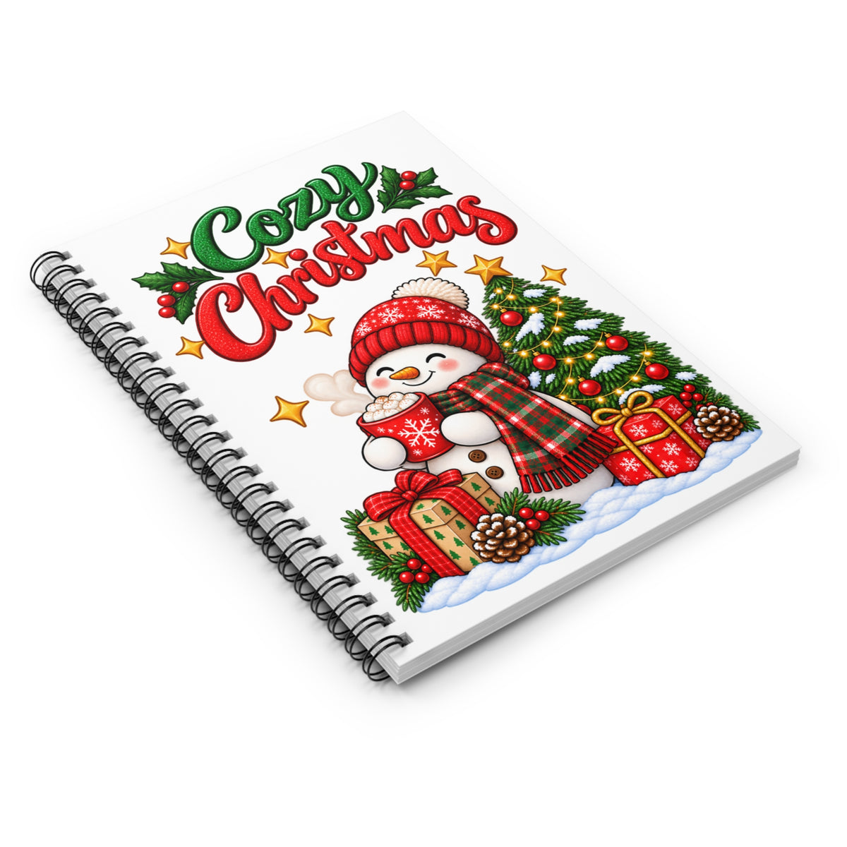 Cozy Christmas Snowman Spiral Notebook, Holiday Journal, Christmas Gift