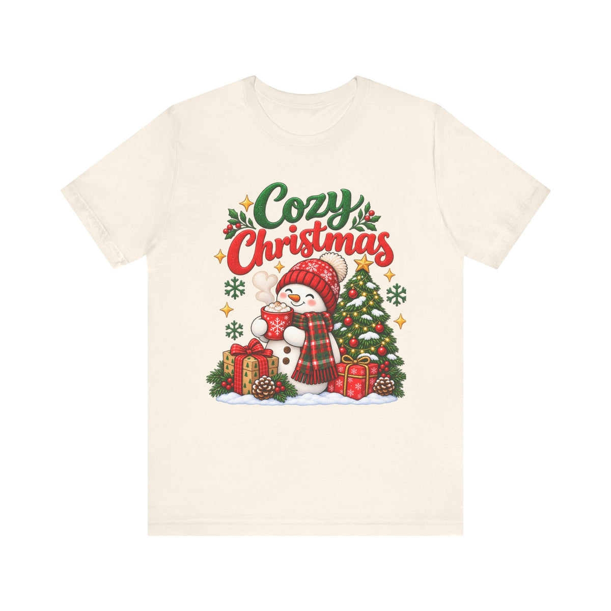 Cozy Christmas Snowman T-Shirt, Unisex Holiday Graphic Tee, Christmas Gift, S–3XL