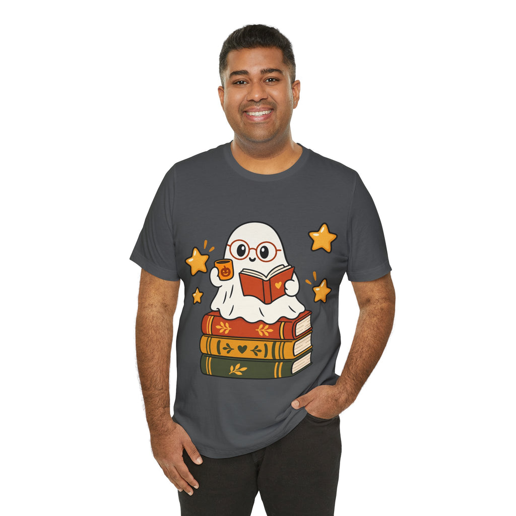 Bookworm Ghost Tee | Cute Reading Ghost with Glasses & Books Shirt