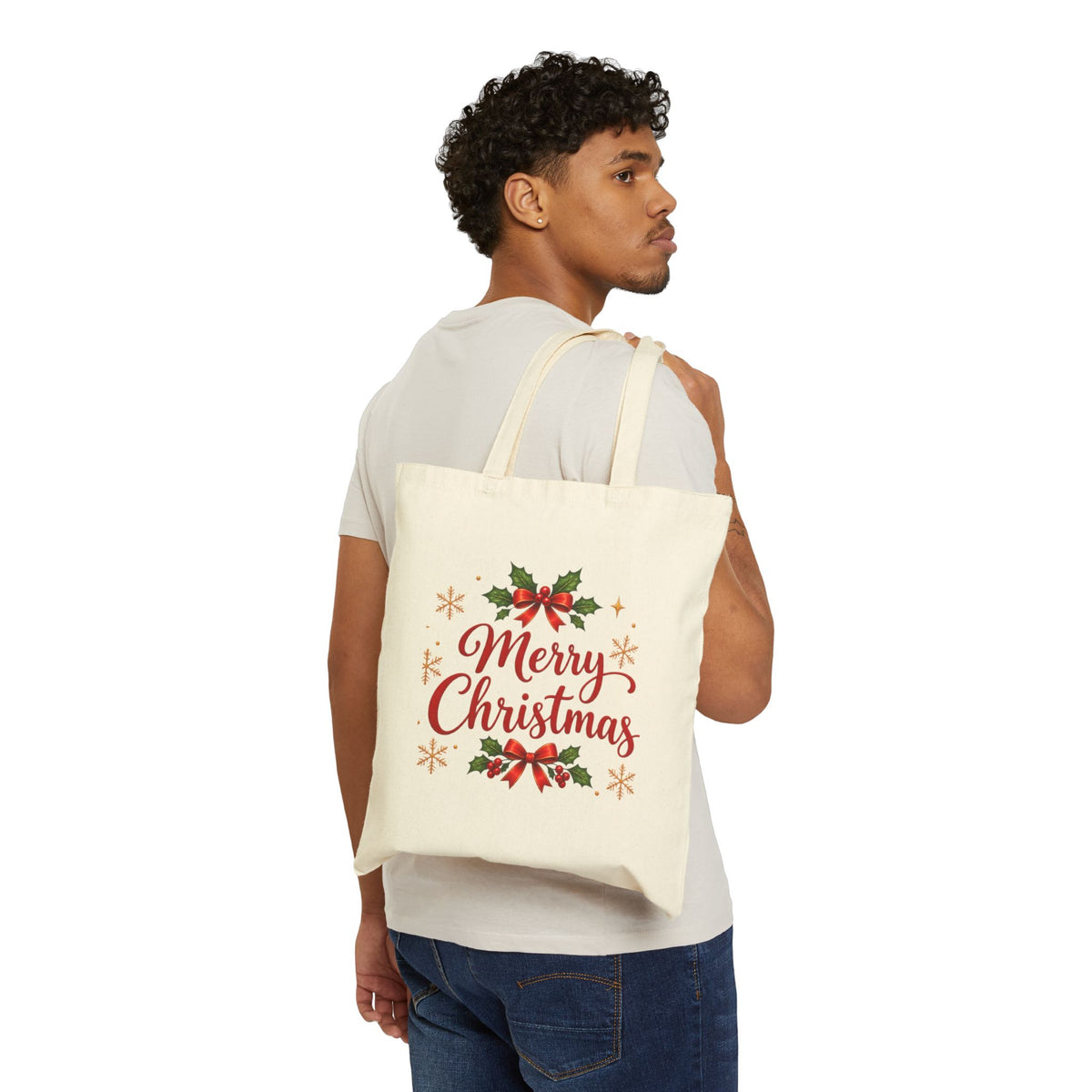 Cozy Christmas Snowman Tote Bag, Christmas Canvas Shopping Bag, Holiday Gift