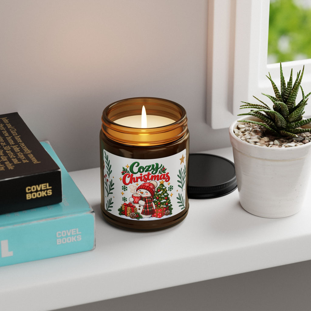 Cozy Christmas Snowman Candle 9oz, Holiday Soy Candle, Christmas Gift