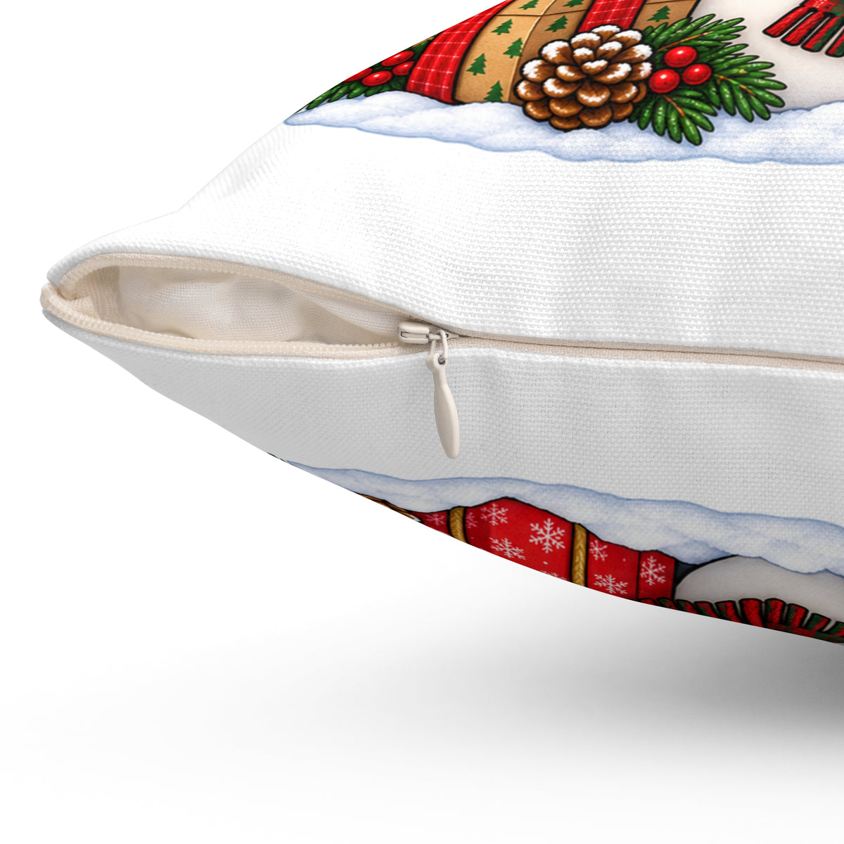 Cozy Christmas Snowman Throw Pillow, Double-Sided Holiday Cushion, Festive Christmas Home Decor, Pillow Insert Included