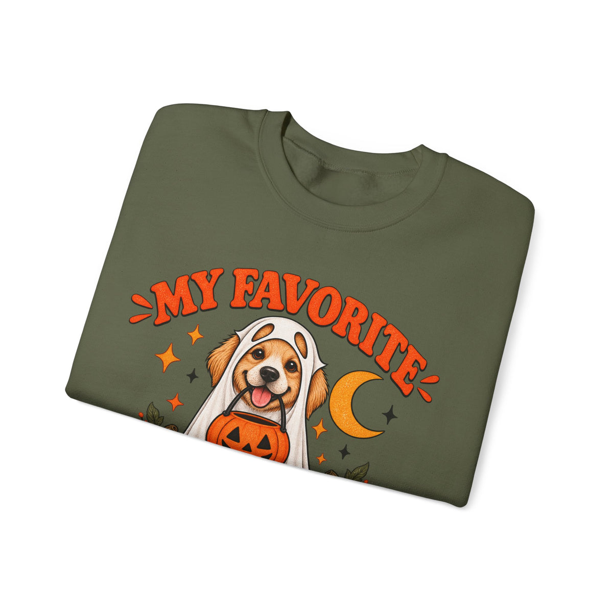 Get into the cozy, spooky spirit with our 'My Dog Is My Favorite Boo' Crewneck Sweatshirt!