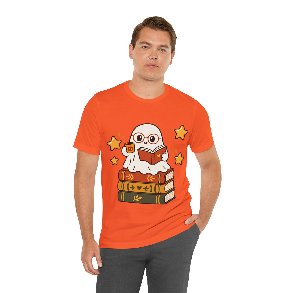 Bookworm Ghost Tee — Cute Reading Ghost with Glasses & Books Shirt