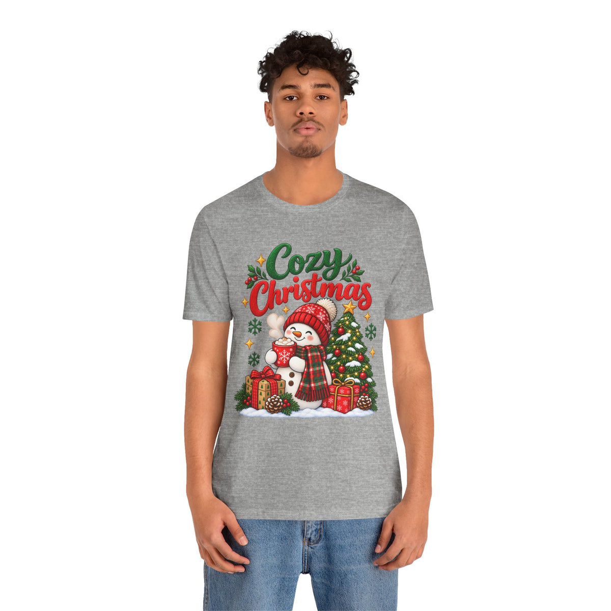 Cozy Christmas Snowman T-Shirt, Unisex Holiday Graphic Tee, Christmas Gift, S–3XL
