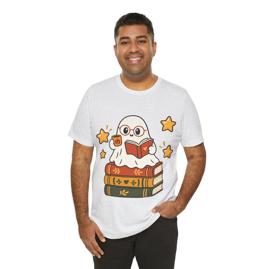 Bookworm Ghost Tee — Cute Reading Ghost with Glasses & Books Shirt