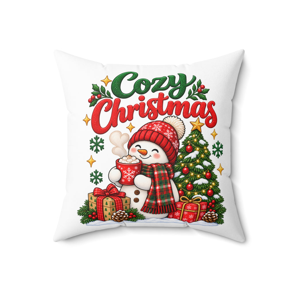 Cozy Christmas Snowman Throw Pillow, Double-Sided Holiday Cushion, Festive Christmas Home Decor, Pillow Insert Included
