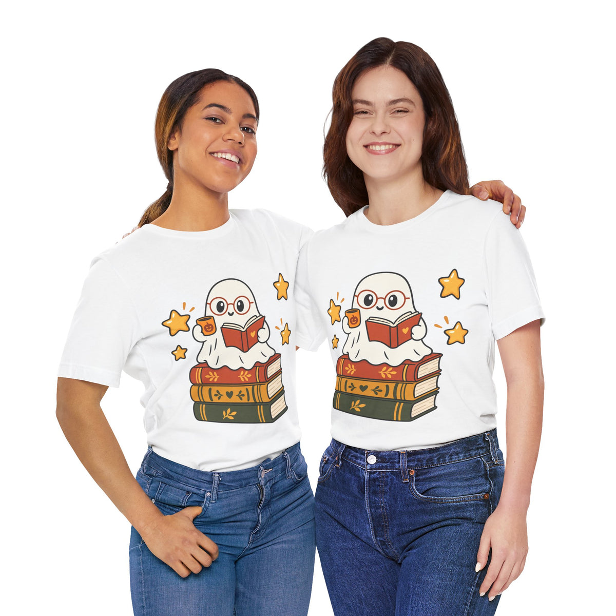 Bookworm Ghost Tee — Cute Reading Ghost with Glasses & Books Shirt